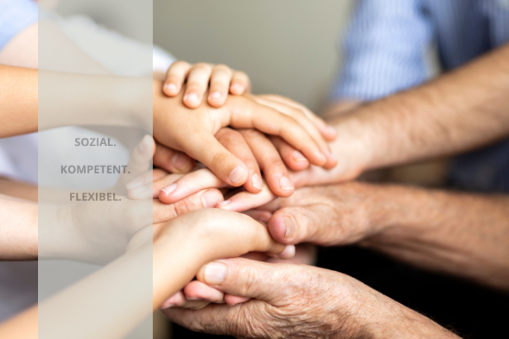 Viele Hände halten einander